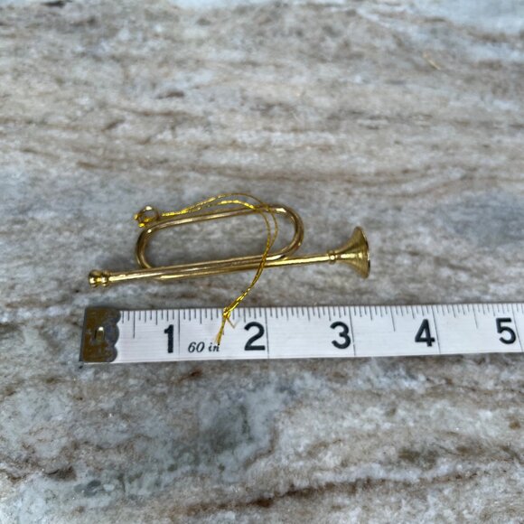 Vintage Set of 10 Metal Gold Toned Musical Instrument Christmas Ornaments - Picture 10 of 15